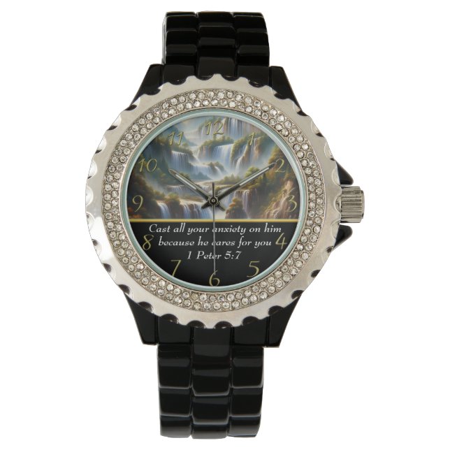 1 Peter 5:7 Christian Faith a waterfall  Watch (Front)