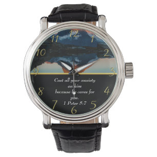 1 Peter 5:7 Christian Faith moutain lake Watch