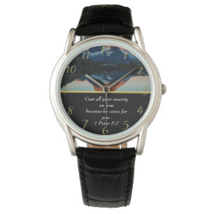 1 Peter 5:7 Christian Faith moutain lake Watch
