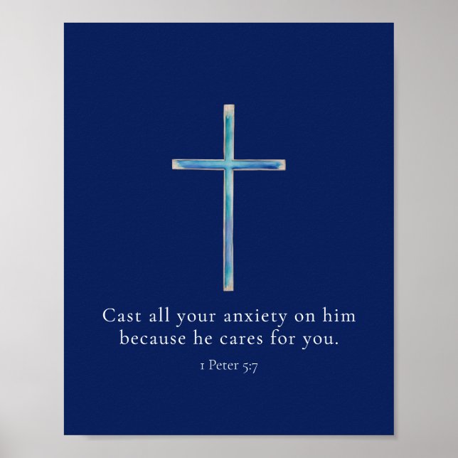 1 Peter 5:7 Minimalist Cross Poster (Front)