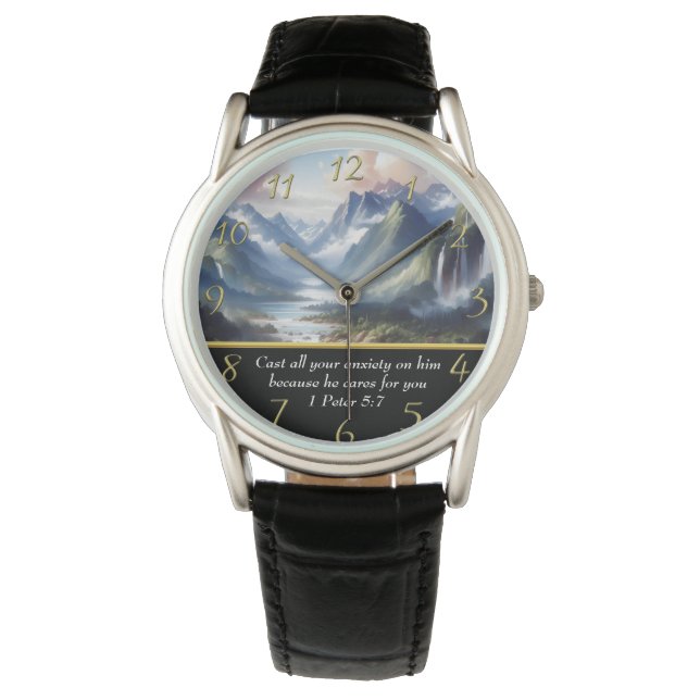 1 Peter 5:7 moutain lake  Watch (Front)