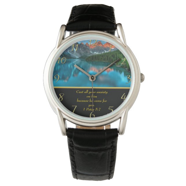 1 Peter 5:7 moutain lake  Watch (Front)