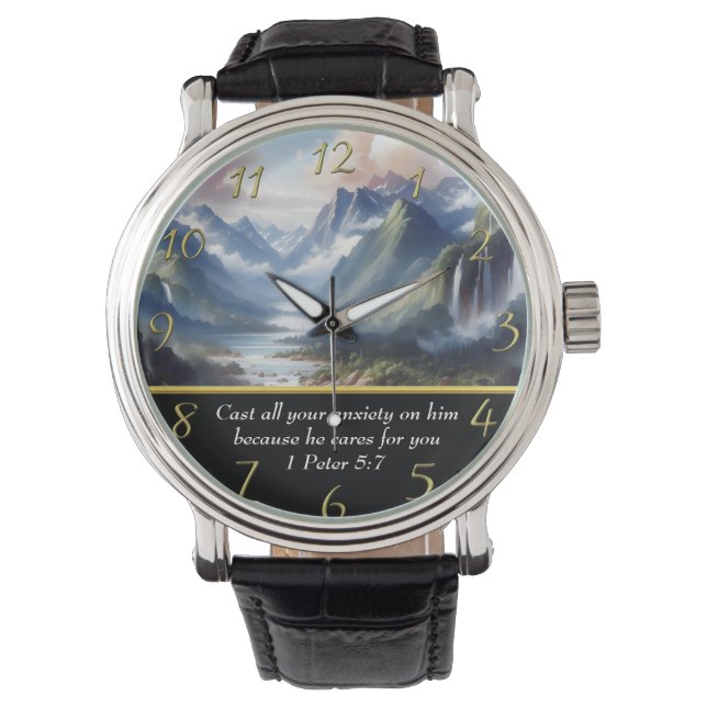1 Peter 5:7 moutain lake  Watch (Front)