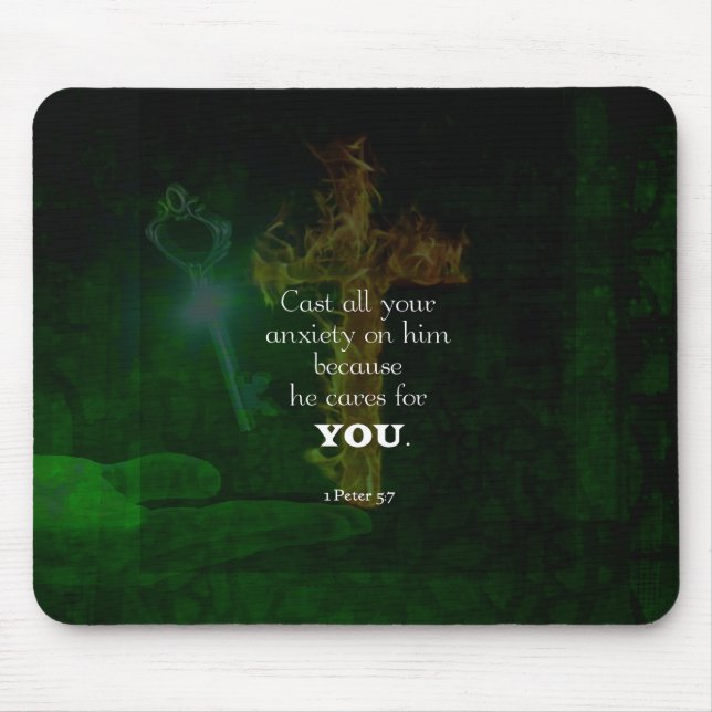 1 Peter 5:7 Uplifting Bible Verses Quote Mouse Pad (Front)