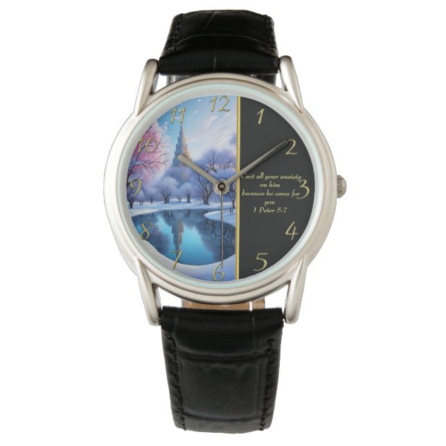 1 Peter 5:7  White Church  Watch (Front)