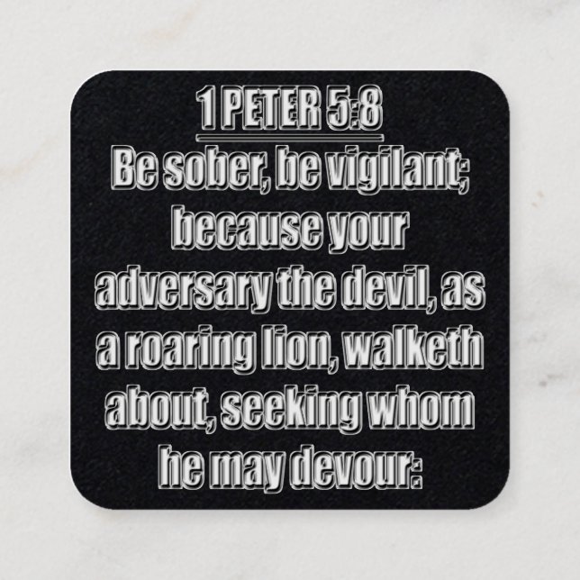 1 Peter 5:8 KJV Bible Verse Square Business Card (Back)
