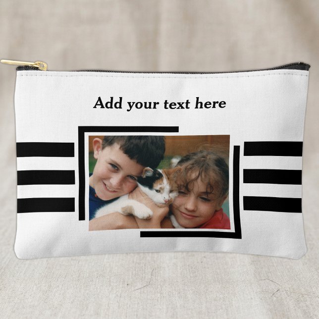 1 photo add text black white accessory pouch (Creator Uploaded)