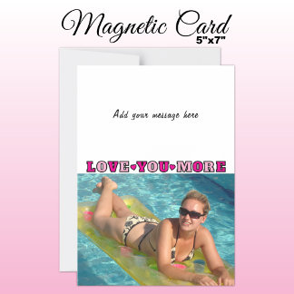 1 photo add text love you pink magnetic card