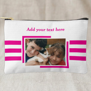 1 photo add text pink white accessory pouch