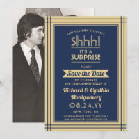 1 Photo Anniversary Surprise Party Navy Blue Gold