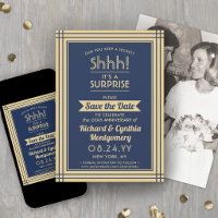 1 Photo Anniversary Surprise Party Navy Blue Gold