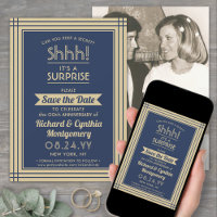 1 Photo Anniversary Surprise Party Navy Blue Gold