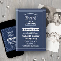 1 Photo Anniversary Surprise Party Navy Blue White