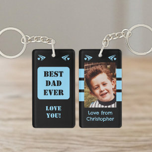 1 photo best dad ever love you black blue key ring