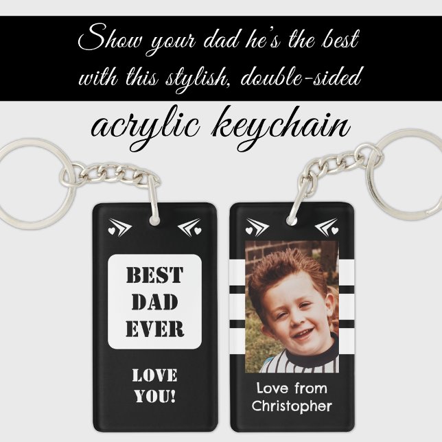 1 photo best dad ever love you black white key ring (Creator Uploaded)
