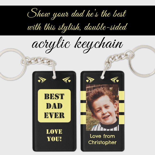 1 photo best dad ever love you black yellow key ring (Creator Uploaded)