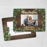1 Photo Christmas Greenery, Rustic Wood & Lights