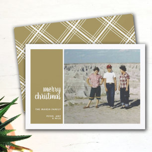1 Photo Collage Minimal Christmas gold Christmas Holiday Card