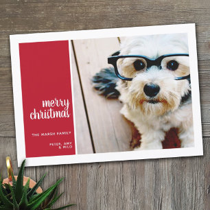 1 Photo Collage Minimal Christmas green christmas Holiday Card