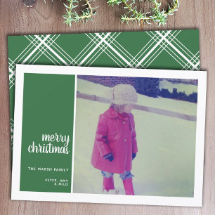 1 Photo Collage Minimal Christmas red Christmas Holiday Card