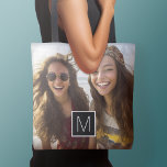 1 Photo Collage Optional Custom Monogram Tote Bag<br><div class="desc">You can use Instagram photos for this design. Use three square photos to create a unique and personal gift. Or you can keep the hipster puppy and make a trendy keepsake. If you need to adjust the pictures,  click on the customise tool to make changes.</div>