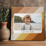 1 Photo Collage - text - Retro Stripes Warm Colour Ceramic Tile<br><div class="desc">Use a horizontal or selfie phone photo to create a unique and personal gift. A place to add text within a white rounded corner border. If you need to adjust the pictures,  click on the customise tool to make changes.</div>
