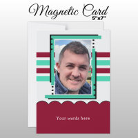 1 photo custom text burgundy green magnetic card