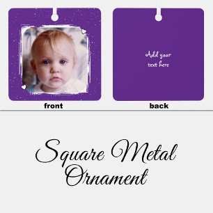 1 photo custom text keepsake purple metal tree decoration