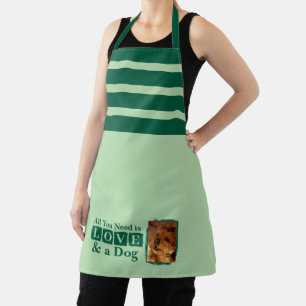 1 photo dog or cat love green apron