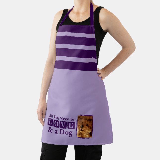 1 photo dog or cat love purple apron (Insitu)