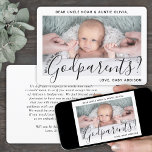 1 Photo Godparents Proposal Modern Elegant Script Invitation<br><div class="desc">A thoughtful way to ask family or friends to be your child's godparents is to give them a stylish customised photo proposal card they can save as a keepsake. All pictures and wording are simple to personalise, including quote on front that reads "Will you be my Godparents?" If you prefer...</div>