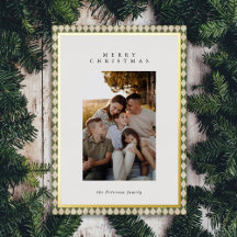 1 Photo Green Plaid Gold Foil Holiday Card