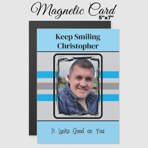 1 photo keep smiling blue magnetic card
