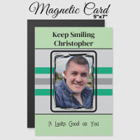 1 photo keep smiling green magnetic card