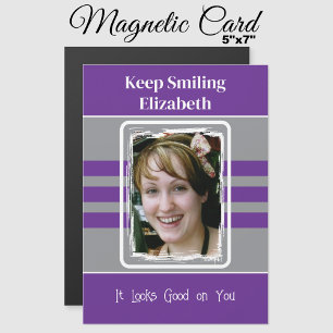 1 photo keep smiling purple magnetic card