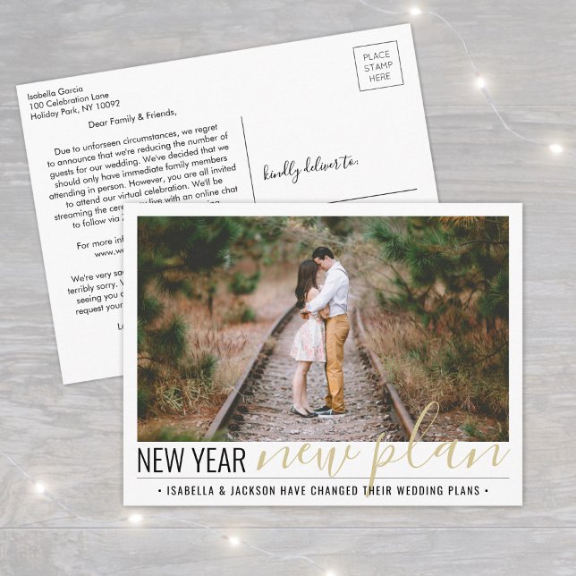 1 Photo Reduced Wedding New Years Change of Plans Holiday Postcard (Creator Uploaded)