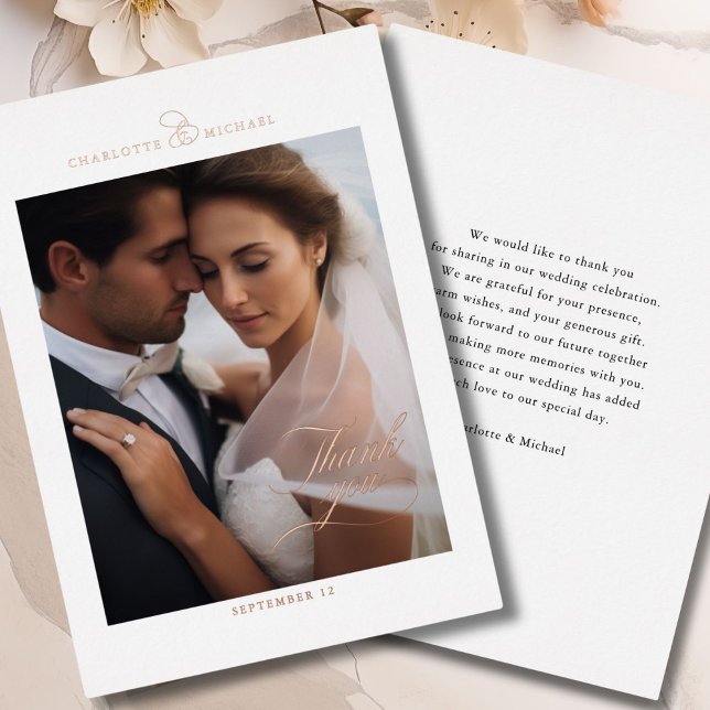 1 Photo, Rose-Gold-Foil, THANK YOU! (1 Photo, Rose-Gold-Foil, THANK YOU! Foil Invitation)