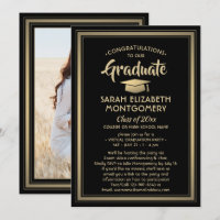 1 Photo Virtual Graduation Party Black and Gold