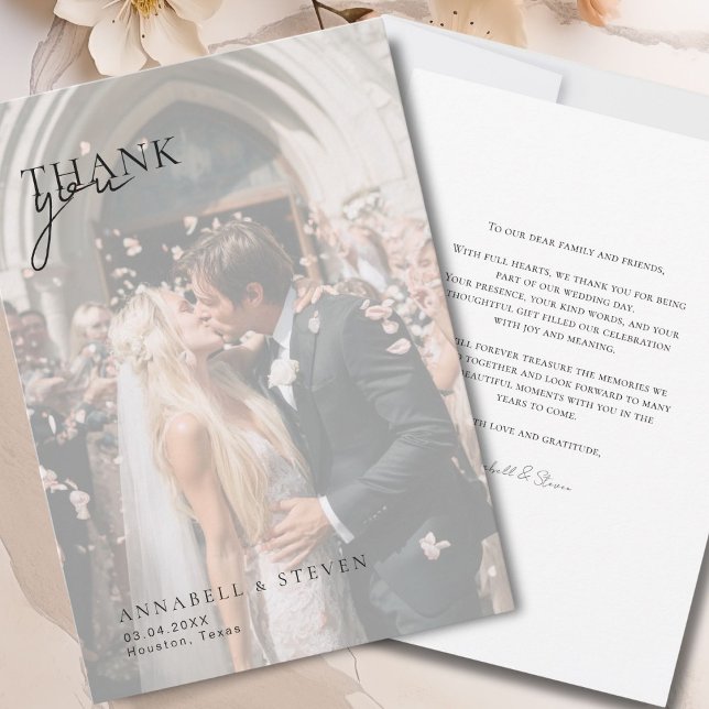 1 Photo Wedding Thank You Card (Modern 1 Photo Wedding Thank You Card)