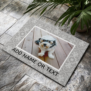 1 Photo with Farmhouse Tile Pattern and Text Doormat