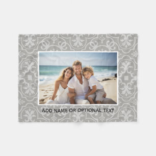 1 Photo with Farmhouse Tile Pattern and Text Fleece Blanket