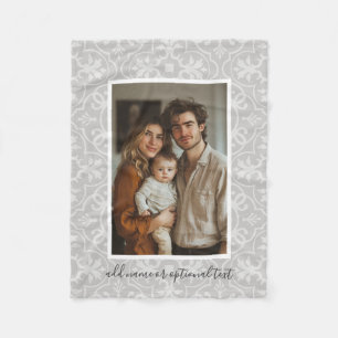 1 Photo with Farmhouse Tile Pattern and Text Fleece Blanket