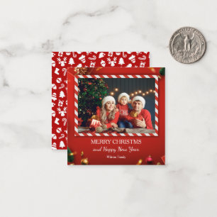 1 photos Merry Christmas red family Card