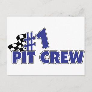 #1 Pit Crew Chequered Flag Postcard