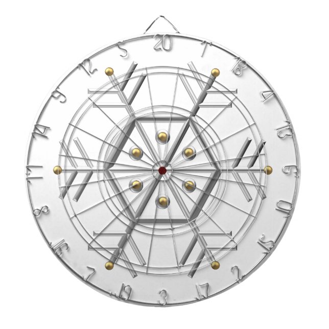 1-Silver and Gold Snowflake 3-D Look Dartboard (Front)