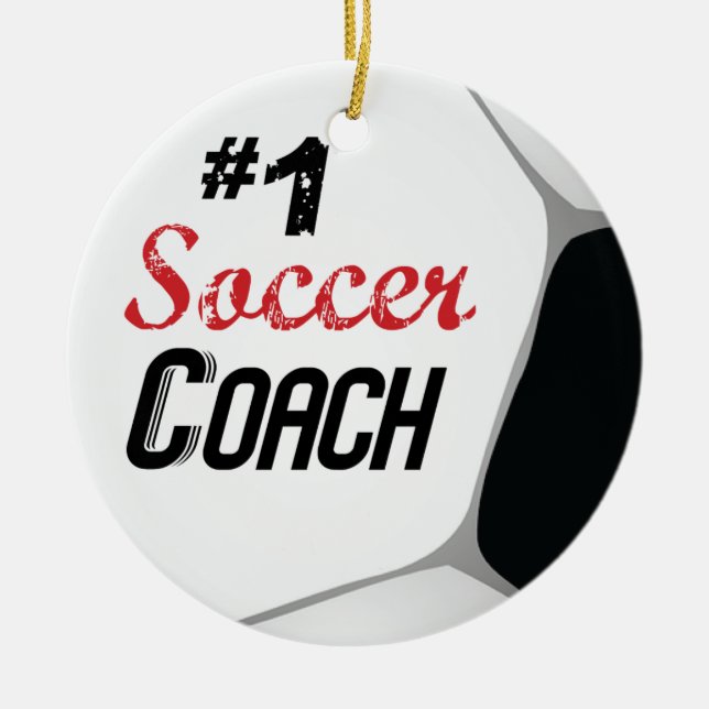 #1 Soccer Coach Large Ball Ceramic Tree Decoration (Front)
