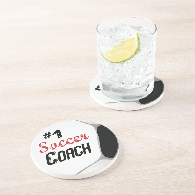 #1 Soccer Coach Large Ball Coaster (Side)
