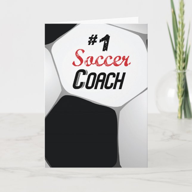 #1 Soccer Coach Large Ball Thank You Card (Front)