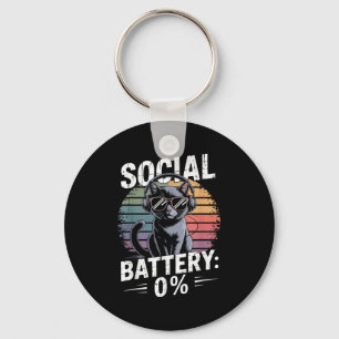 1% Social Battery Sarcastic Funny Introverted Cat  Key Ring