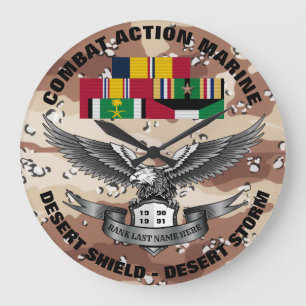 1 STAR COMBAT ACTION MARINE DESERT STORM LARGE CLOCK